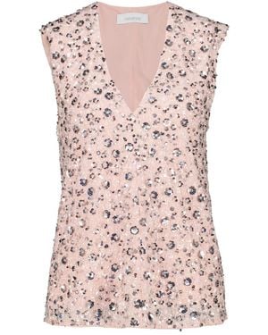 Rabanne Rabanne Sequined V-Neck Top - Pink