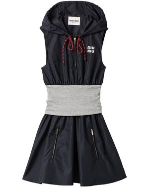 Miu Miu Technical Hooded Mini Dress - Black