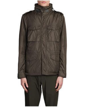 Aspesi Minifield Logo Patch Hooded Jacket - Brown