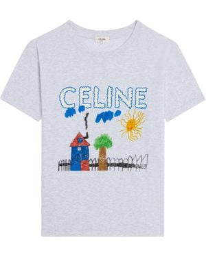 Celine Regular Fit Cotton Jersey T-Shirt - White