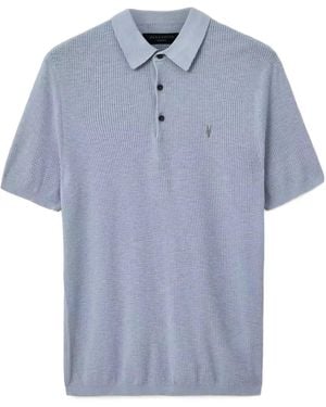 AllSaints Aubrey Textured Knit Polo Shirt - Blue