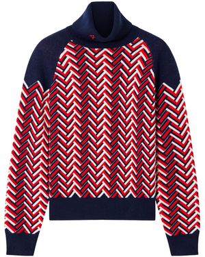 Perfect Moment Jacquard-Knit Wool Turtleneck Jumper - Red