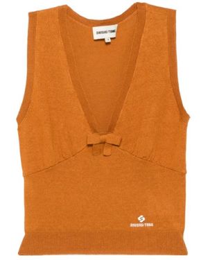 ShuShu/Tong Bow-Detail Knitted Top - Orange
