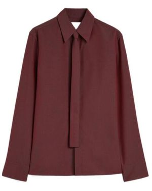 Jil Sander Wool Poplin Shirt With Tie - Purple