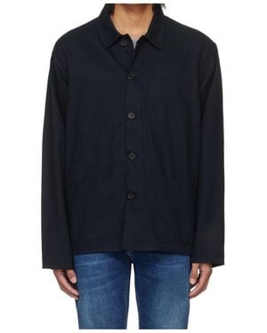 Nudie Jeans Lapel Long Sleeve Casual Jacket - Blue