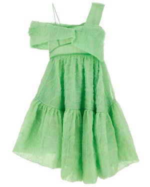 Cecilie Bahnsen Silk Blend Creased-Effect Midi Dress - Green