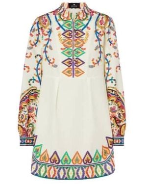 Etro Printed Cotton Minidress - White