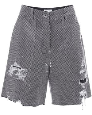 JW Anderson Jw Anderson Embellished Distressed Shorts - Gray