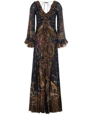 Etro Long Dress With V-Neck - Black