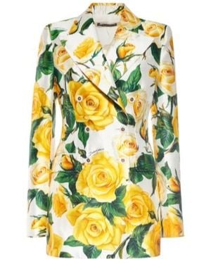 Dolce & Gabbana Rose Printed Suit Coat - Yellow