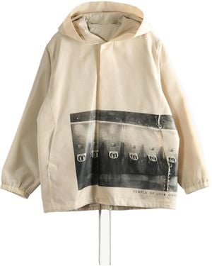 Rick Owens Temple Tour Drawstring Hooded Jacket - Natural