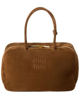 Miu Miu Beau Zipped Tote Bag - Brown
