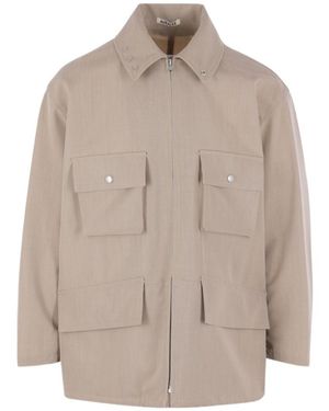 AURALEE Wool Collar Casual Jacket - Brown