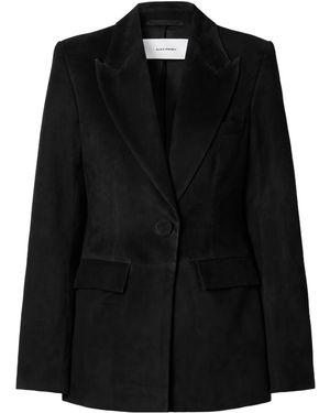Alex Perry Solid Color Suede Blazer - Black