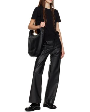 The Row Straight Leather Casual Trousers - Black