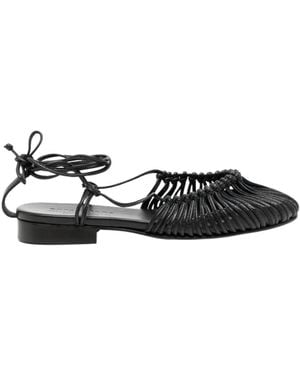 Hereu Braided Ankle Strap Sandals - Black