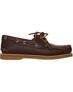 Timberland Contrast Stitched Loafers - Brown