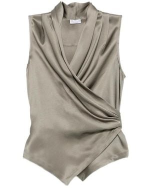 Brunello Cucinelli Sleeveless Draped Top - Grey
