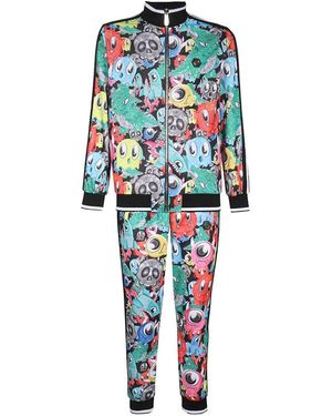Philipp Plein Cartoon-Print Two-Piece Tracksuit - Blue
