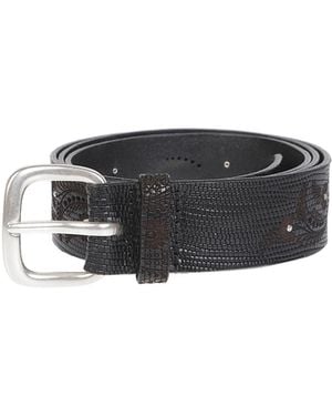 Orciani Lizard Embossed Leather Belt - Black