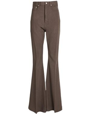 Rick Owens Solid-Color Wool Flare Pants - Brown