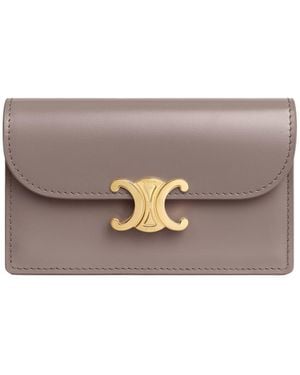 Celine Long Card Holder With Flap Triomphe - Gray