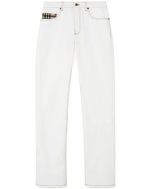 Burberry Checked Straight-Leg Jeans - White