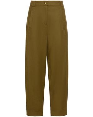 Max Mara Stretch Cotton Canvas Pants - Green
