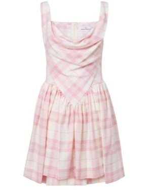 Vivienne Westwood Sunday Checked Wool-Blend Minidress - Pink