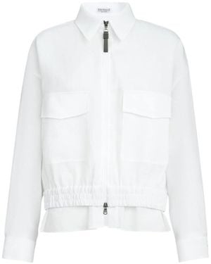 Brunello Cucinelli Zip-Up Outerwear Jacket - White