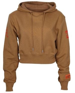 Heron Preston Logo Patch Drawstring Hoodie - Brown