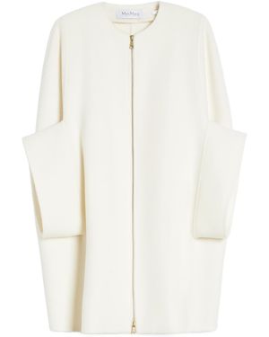 Max Mara Placido Zip-Up Crewneck Short-Sleeved Coat - White