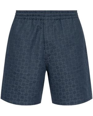 Givenchy Monogrammed Elastic-Waist Shorts - Blue
