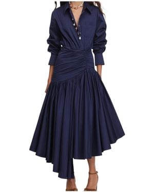 Self-Portrait Asymmetrical Midi Dress - Blue