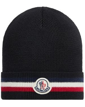 Moncler Tricolour Wool Beanie - Black