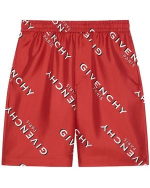 Givenchy Logo Shadow Printed Bermuda Shorts - Red