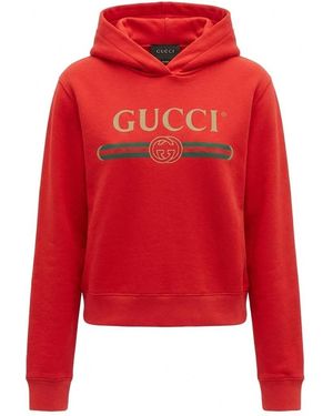 Gucci Cotton Jersey And Cashmere Sweatshirt With Print - Red