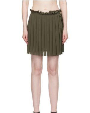 Ami Paris Khaki Pleated Miniskirt - Green