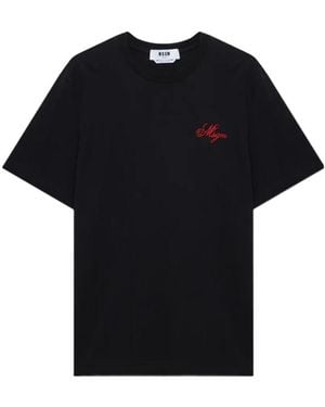 MSGM Detail-Embroidery T-Shirt - Black