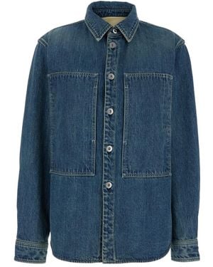 Jil Sander Logo Patch Bottoned Denim Shirt - Blue