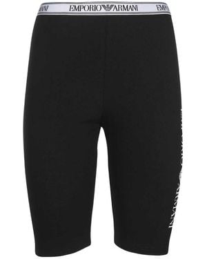 Emporio Armani Logo-Print Cycling Shorts - Black