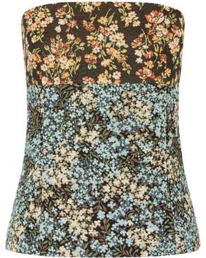 Dries Van Noten Floral Bustier Top - Green