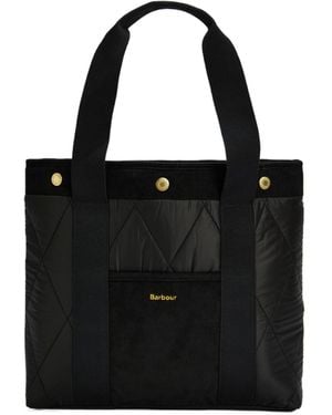 Barbour Healy Logo Embroidered Top Handle Bag - Black