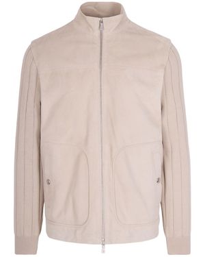 Eleventy Sand Leather Jacket - Pink