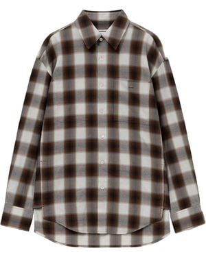 WOOYOUNGMI Check Logo Patch Shirt - Brown