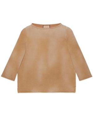 Gucci Embroidered Denim T-Shirt - Natural