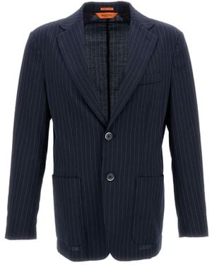 Barena Striped Single-Breasted Blazer - Blue
