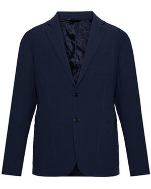 Giorgio Armani Single-Breasted Knitted Jacket - Blue