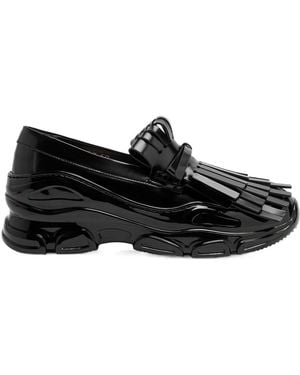 Simone Rocha Tracker Loafer Fringed Leather Trainers - Black