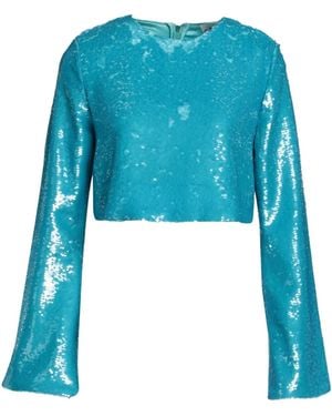 Ganni Sequin Cropped Top - Blue